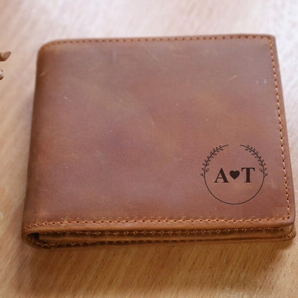 Personalised Valentines Day Gift, Engraved Leather Wallets For Him Photo Wallet for Men, Custom Monogrammed Anniversary Gift, Valentine Gift