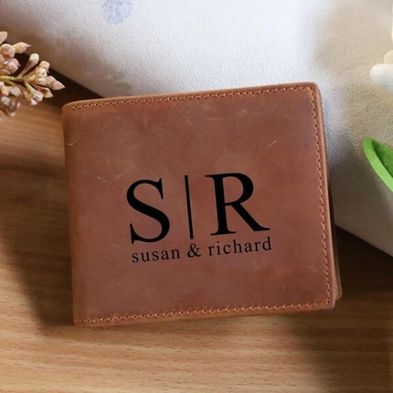 Personalised Valentines Day Gift, Engraved Leather Wallets For Him Photo Wallet for Men, Custom Monogrammed Anniversary Gift, Valentine Gift