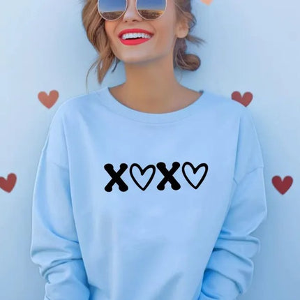 XOXO Valentines Crewneck Sweater, XOXO Crewneck Sweatshirt for Girlfriend, Cute Valentines Day Sweatshirt, Memorial Valentine Gift for Women