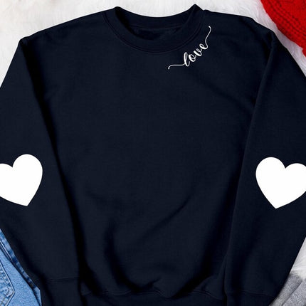 Valentines Elbow Heart Patch Sweatshirts, Teacher Valentine Heart Printed Crewnecks, Love Heart Sweatshirt, Valentine Tops, Valentine Gifts