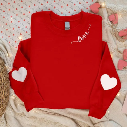 Valentines Elbow Heart Patch Sweatshirts, Teacher Valentine Heart Printed Crewnecks, Love Heart Sweatshirt, Valentine Tops, Valentine Gifts
