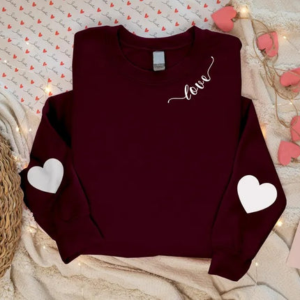 Valentines Elbow Heart Patch Sweatshirts, Teacher Valentine Heart Printed Crewnecks, Love Heart Sweatshirt, Valentine Tops, Valentine Gifts