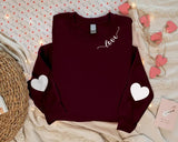 Valentines Elbow Heart Patch Sweatshirts, Teacher Valentine Heart Printed Crewnecks, Love Heart Sweatshirt, Valentine Tops, Valentine Gifts