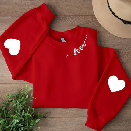 Valentines Elbow Heart Patch Sweatshirts, Teacher Valentine Heart Printed Crewnecks, Love Heart Sweatshirt, Valentine Tops, Valentine Gifts
