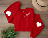 Valentines Elbow Heart Patch Sweatshirts, Teacher Valentine Heart Printed Crewnecks, Love Heart Sweatshirt, Valentine Tops, Valentine Gifts