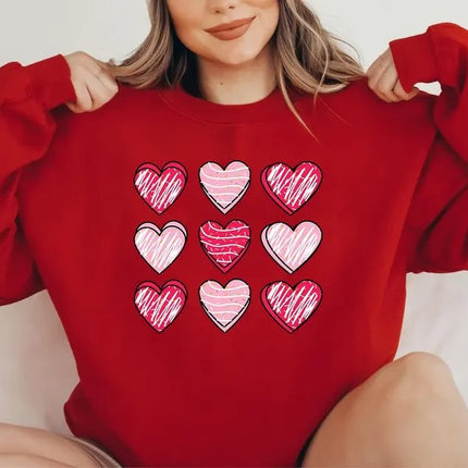 Valentines Day Women Sweatshirt, Valentine Candy Heart Jumper, I Lover You Sweatshirt, Heart Printed Top for Teacher, Valentine Gift for Her