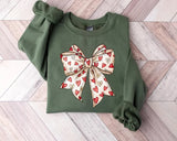 Coquette Valentine Sweatshirt, Retro Valentine Heart Bow Printed Sweaters, Valentine's Day Bow Jumpers for Her, Special Gifts for Girlfriend