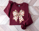 Coquette Valentine Sweatshirt, Retro Valentine Heart Bow Printed Sweaters, Valentine's Day Bow Jumpers for Her, Special Gifts for Girlfriend