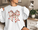 Coquette Valentine Sweatshirt, Retro Valentine Heart Bow Printed Sweaters, Valentine's Day Bow Jumpers for Her, Special Gifts for Girlfriend