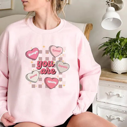 Teacher Valentine Sweatshirt, Retro Women's Valentines Sweater, Valentine Day Printed Crewnecks, Love Heart Jumpers, Valentine Gifts for Her