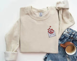 Embroidered Valentines Heart Sweatshirt, Love Letter Valentines Day Crewneck, Sweaters for Her, Comfy Colors Jumpers, Valentines Day Gifts