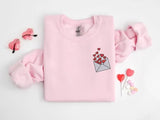 Embroidered Valentines Heart Sweatshirt, Love Letter Valentines Day Crewneck, Sweaters for Her, Comfy Colors Jumpers, Valentines Day Gifts