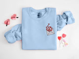 Embroidered Valentines Heart Sweatshirt, Love Letter Valentines Day Crewneck, Sweaters for Her, Comfy Colors Jumpers, Valentines Day Gifts