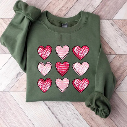 Valentines Day Women Sweatshirt, Valentine Candy Heart Jumper, I Lover You Sweatshirt, Heart Printed Top for Teacher, Valentine Gift for Her