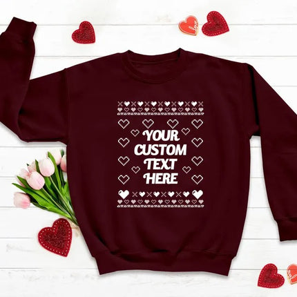 Custom Name/Text Valentines Sweatshirt, Valentines Day Couple Ugly Sweaters, Personalised GF BF Matching Jumpers, Funny Valentines Day Gifts