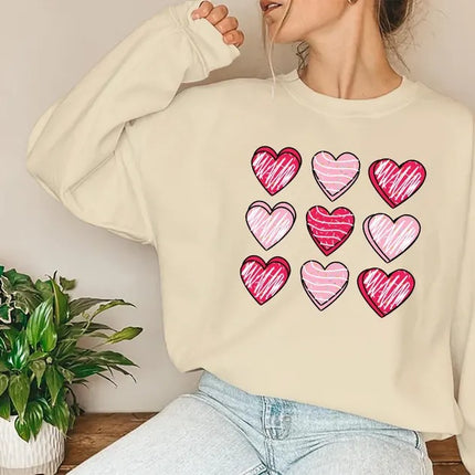 Valentines Day Women Sweatshirt, Valentine Candy Heart Jumper, I Lover You Sweatshirt, Heart Printed Top for Teacher, Valentine Gift for Her
