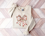 Coquette Valentine Sweatshirt, Retro Valentine Heart Bow Printed Sweaters, Valentine's Day Bow Jumpers for Her, Special Gifts for Girlfriend