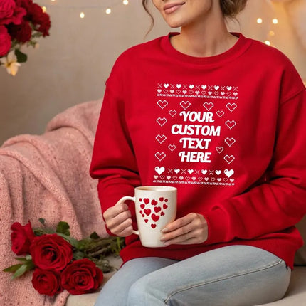 Custom Name/Text Valentines Sweatshirt, Valentines Day Couple Ugly Sweaters, Personalised GF BF Matching Jumpers, Funny Valentines Day Gifts