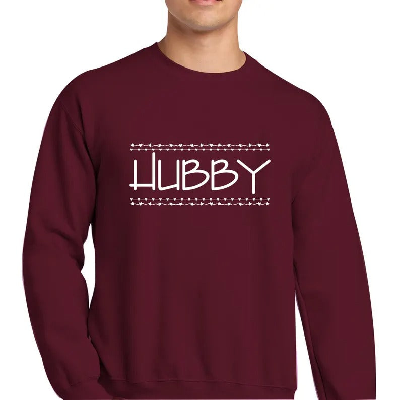 Valentines Wifey Hubby Sweatshirts, Couple Matching Valentines Day Printed Jumpers, Mr And Mrs Memorial Crewnecks, Newlyed Valentine's Gifts