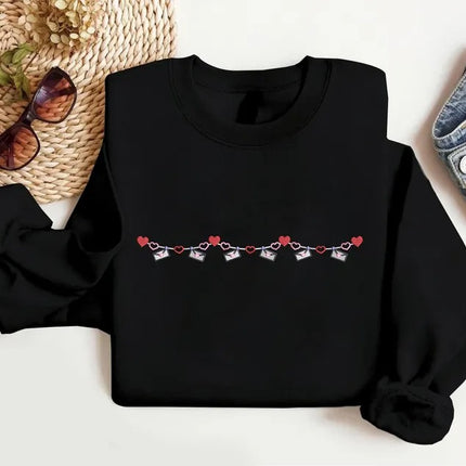 Valentines Love Garland Sweatshirt, Embroidered Gemma Vday Sweatshirt, Hearts and Love Letters Garland Jumper, Xoxo Sweater, Valentines Gift