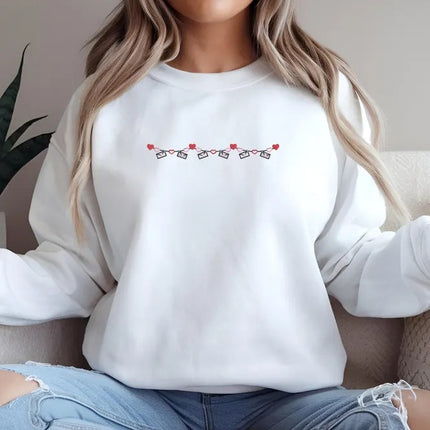 Valentines Love Garland Sweatshirt, Embroidered Gemma Vday Sweatshirt, Hearts and Love Letters Garland Jumper, Xoxo Sweater, Valentines Gift