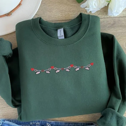 Valentines Love Garland Sweatshirt, Embroidered Gemma Vday Sweatshirt, Hearts and Love Letters Garland Jumper, Xoxo Sweater, Valentines Gift