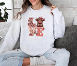 Highland Cow Valentine Sweatshirt, Love Valentine Women Jumper, Western Valentine Printed Crewneck, Cow Lover Gift, Valentine's Gift for Her