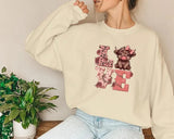 Highland Cow Valentine Sweatshirt, Love Valentine Women Jumper, Western Valentine Printed Crewneck, Cow Lover Gift, Valentine's Gift for Her