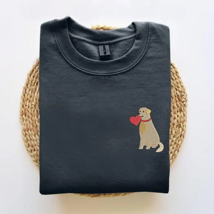 Embroidered Dog Love Sweatshirt, My Dog is My Valentines Sweatshirt, Dog Valentines Day Sweater, Dog Mom Jumper, Dog Owner Valentines Gifts