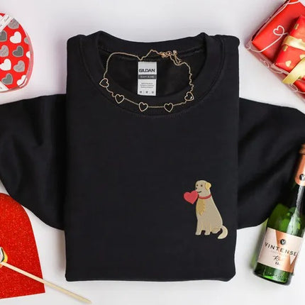 Embroidered Dog Love Sweatshirt, My Dog is My Valentines Sweatshirt, Dog Valentines Day Sweater, Dog Mom Jumper, Dog Owner Valentines Gifts