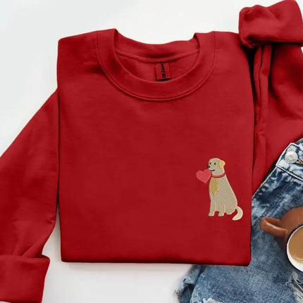 Embroidered Dog Love Sweatshirt, My Dog is My Valentines Sweatshirt, Dog Valentines Day Sweater, Dog Mom Jumper, Dog Owner Valentines Gifts