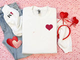 Custom Valentines Heart Sweatshirt, Personalised Initial on Sleeve Valentine Sweater, Love Heart Printed Jumper for Him, Valentines Day Gift