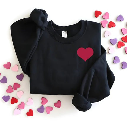 Custom Valentines Heart Sweatshirt, Personalised Initial on Sleeve Valentine Sweater, Love Heart Printed Jumper for Him, Valentines Day Gift