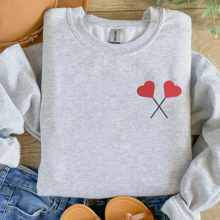 Embroidered Heart Lollipops Sweatshirt, Funny Love Valentines Sweatshirt, Couple Matching Jumpers, Gift for Girlfriend, Valentines Day Gifts