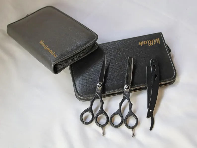 Personalised Hairdresser Leather Tools Bag, Custom Engraved Monogrammed Scissors Bag, Hairstylist Tools Organiser, Valentine Gift for Barber