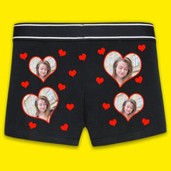 Boyfriend Valentine Boxer, Custom Photo Love Hearts Printed Men Shorts, Comfy Underpants, Anniversary Wedding Night Funny Gifts from Wife GF