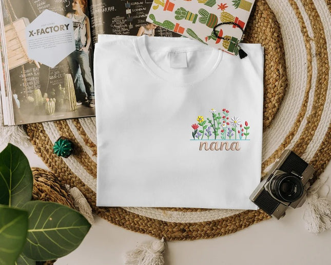 Cottagecore Custom Shirt, Aesthetic Wildflowers Embroidery With Custom Name Tshirt