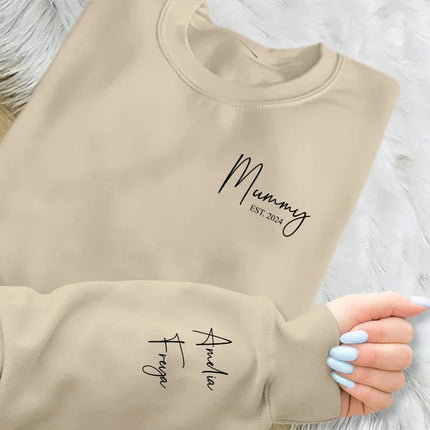 Personalised Sweatshirt for Mom Dad, Custom Mama Sweatshirt, Kids Name Sweater