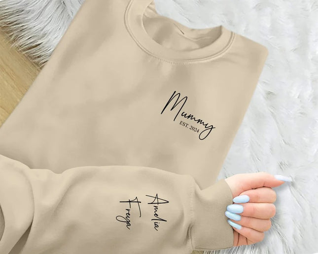 Personalised Sweatshirt for Mom Dad, Custom Mama Sweatshirt, Kids Name Sweater