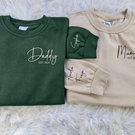 Personalised Sweatshirt for Mom Dad, Custom Mama Sweatshirt, Kids Name Sweater