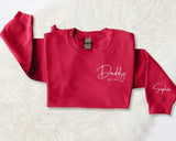 Personalised Sweatshirt for Mom Dad, Custom Mama Sweatshirt, Kids Name Printed On Sleeve Heart Sweater, Unisex Comfy XS-4XL Sizes Outfits