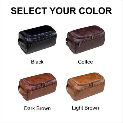 Custom Mens Leather Toiletry Bag, Personalised Engraved Leather Dopp Kit, Wedding Gift