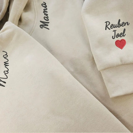 Embroidered Mama Hoodie, Personalised Text Names Women's Hooded Sweatshirt