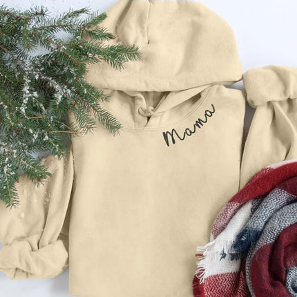 Embroidered Mama Hoodie, Personalised Text Names Women's Hooded Sweatshirt