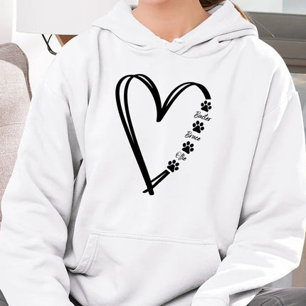 Personalised Mum Dog Hoodies, Mama Pullover Jumper, Custom Pet Names Heart Mama Hoody, Mother's Day Minimalist Comfy Jumper, Pet Lover Gifts