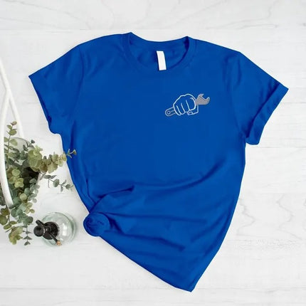 Custom Embroidered T-Shirt, Personalised Text/Quote On Left Chest Crewneck Tees