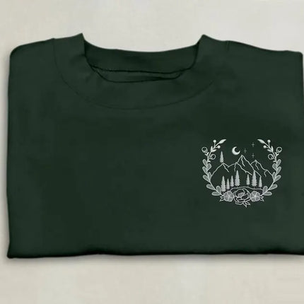 Custom Embroidered T-Shirt, Personalised Text/Quote On Left Chest Crewneck Tees