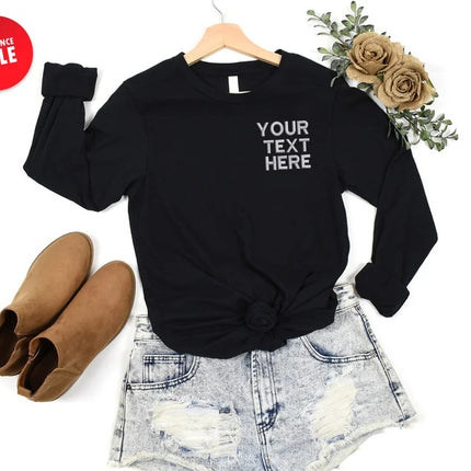 Custom Text Embroidered T-Shirt, Personalised Family Matching Customized Shirt