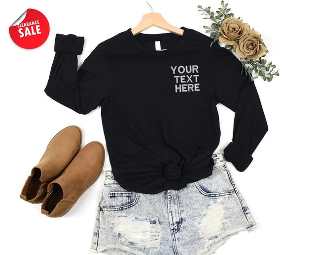 Custom Text Embroidered T-Shirt, Personalised Family Matching Customized Shirt
