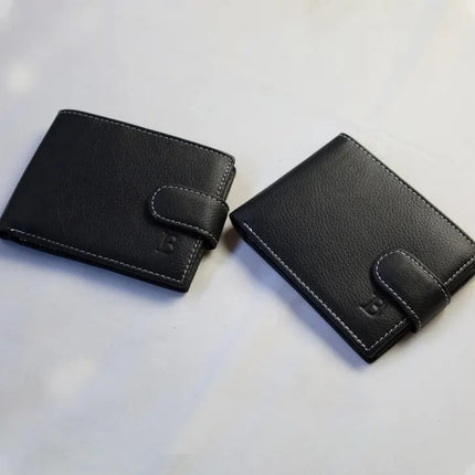 Custom Engraved Black Leather Wallet, Personalised Men's Monogrammed Wallet